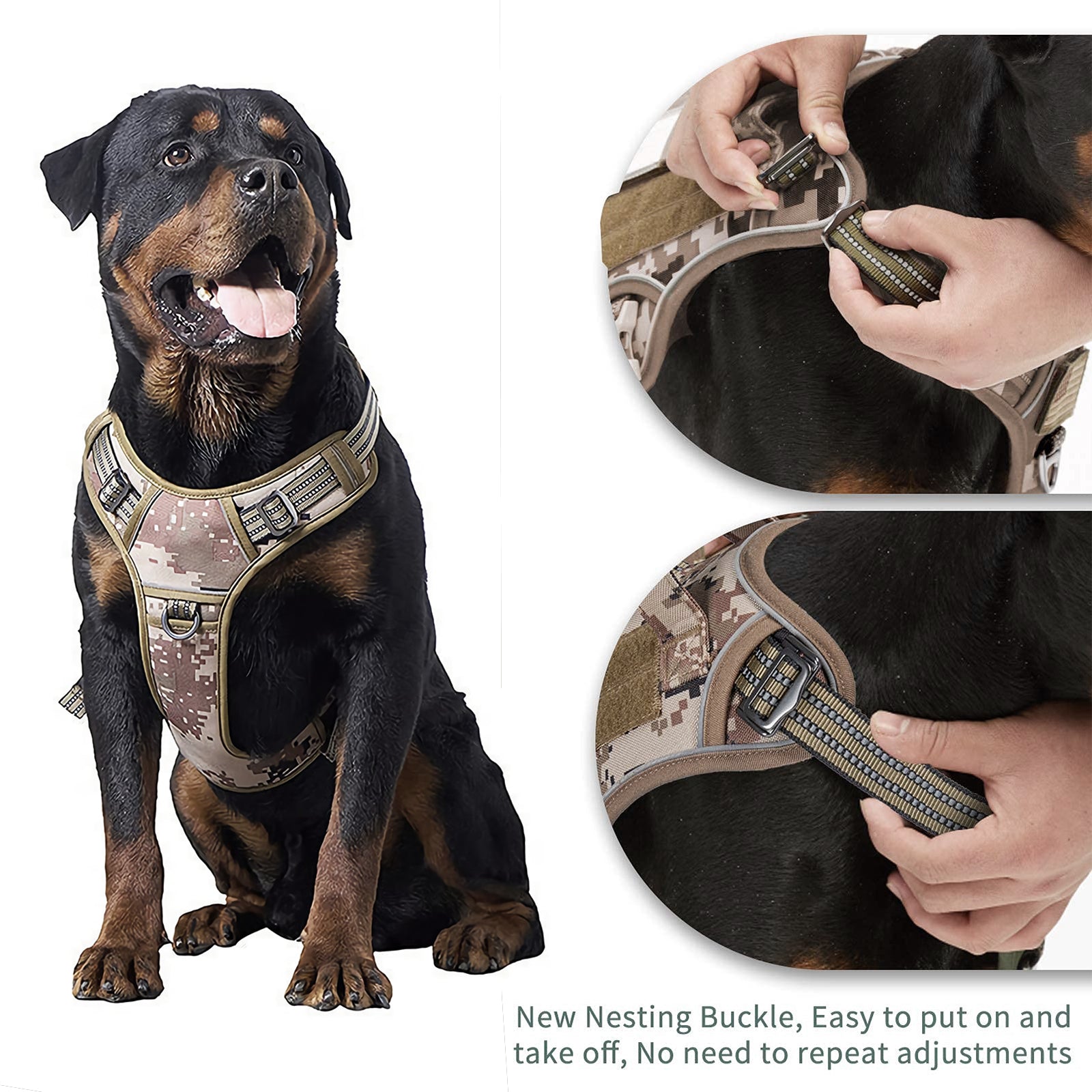 Dog Apparel: Dog Harness Tactical No Pull Adjustable Pet Military Working Training Vest S