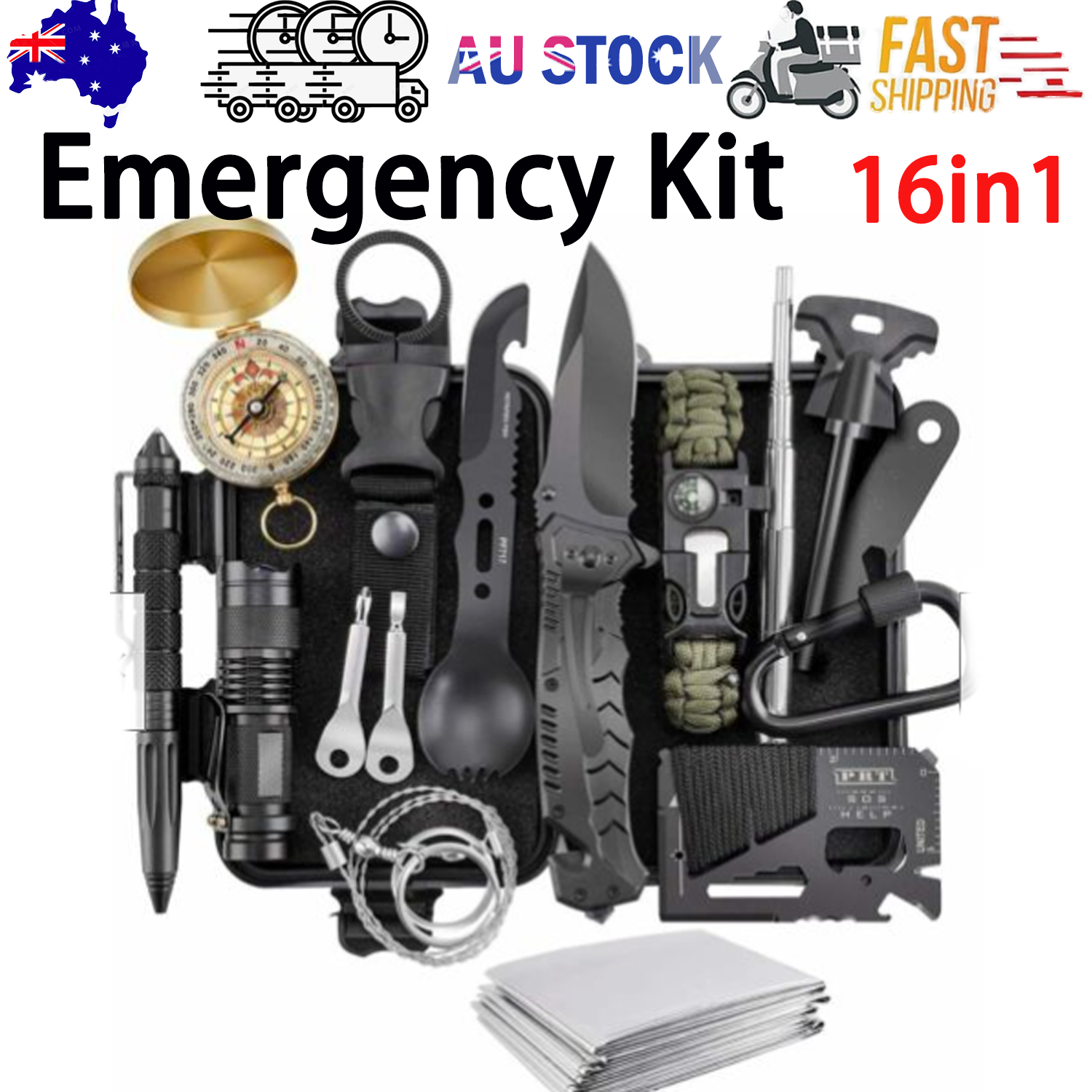 Camping Appliances: 16in1 SOS Kit Outdoor Emergency Equipment Box For Camping Survival Gear