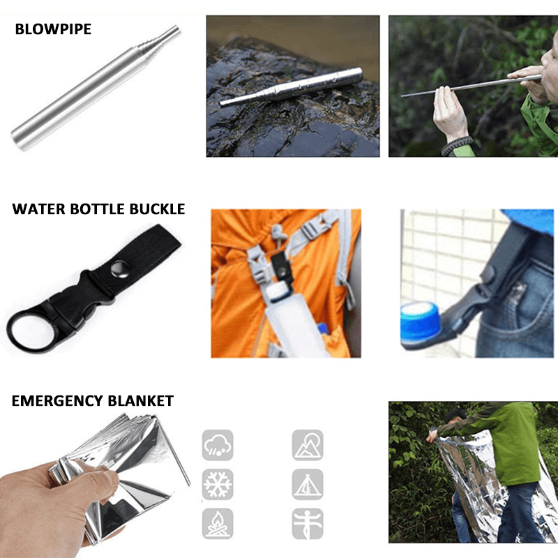 Camping Appliances: 16in1 SOS Kit Outdoor Emergency Equipment Box For Camping Survival Gear