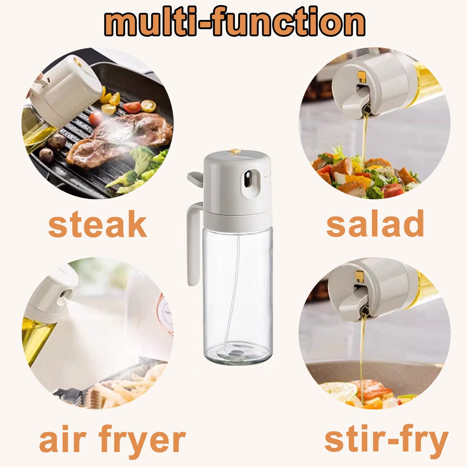 Kitchen Utensils: 2 in 1 Oil Sprayer Dispenser Spray Bottle Cooking Baking BBQ Kitchen Tools 550ML