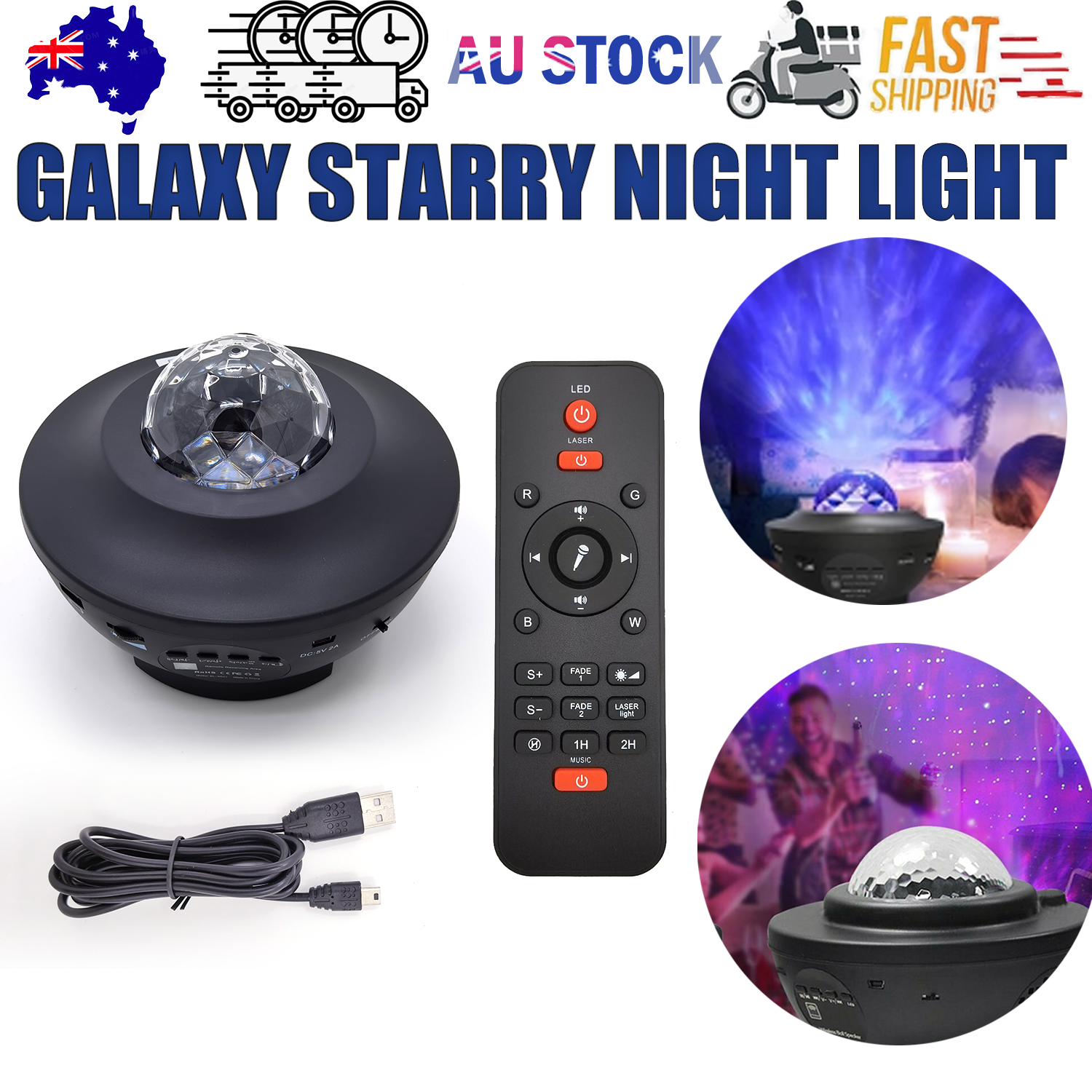 Night Lights & Ambient Lighting: Galaxy Starry Night Light Projector Ocean Star Sky Party Baby Kids Room LED Lamp