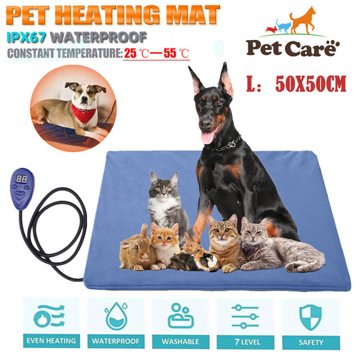 Dog Kennels: Electric Pet Heat Pad: Waterproof Heating Mat for Cat Dog Bed | Chew Resistant L