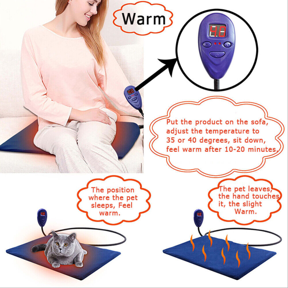 Dog Kennels: Electric Pet Heat Pad: Waterproof Heating Mat for Cat Dog Bed | Chew Resistant L