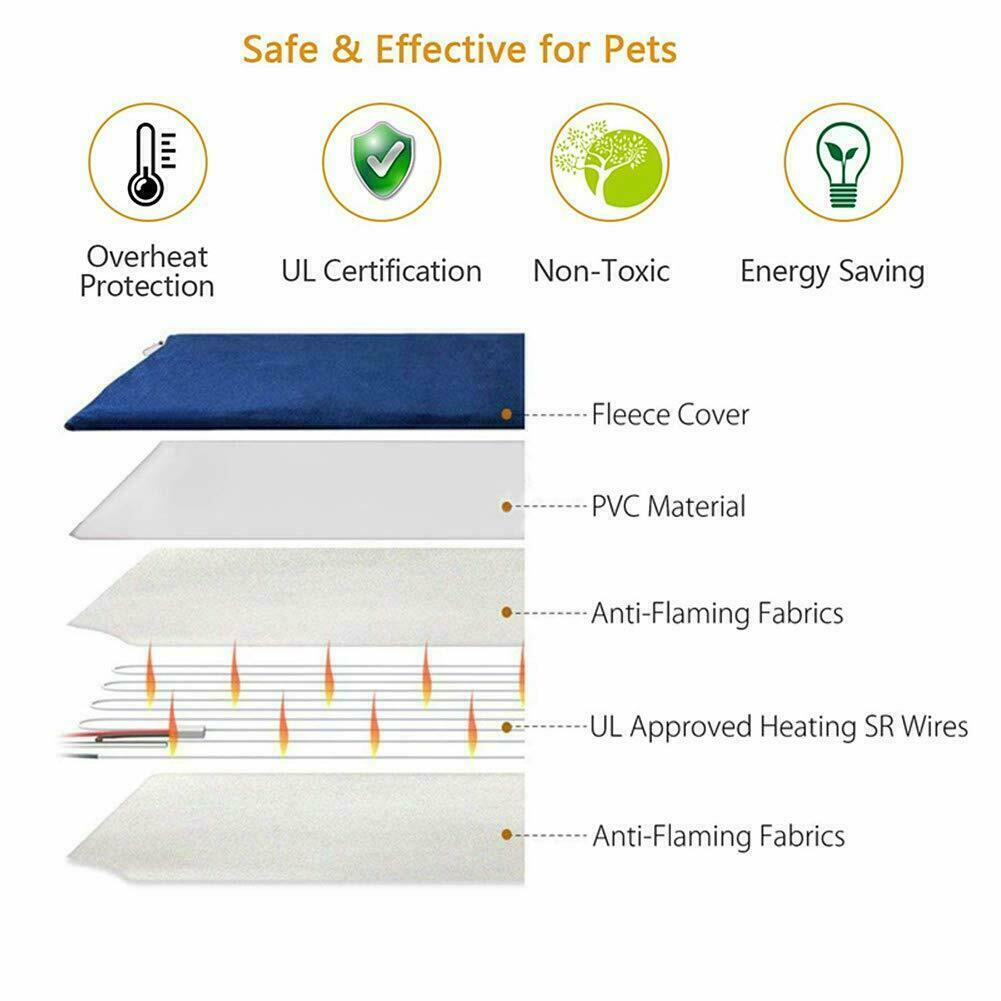 Dog Kennels: Electric Pet Heat Pad: Waterproof Heating Mat for Cat Dog Bed | Chew Resistant L
