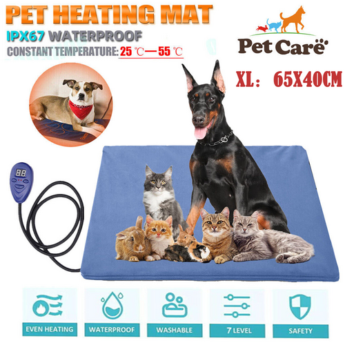 Dog Kennels: Electric Pet Heat Pad: Waterproof Heating Mat for Cat Dog Bed | Chew Resistant XL