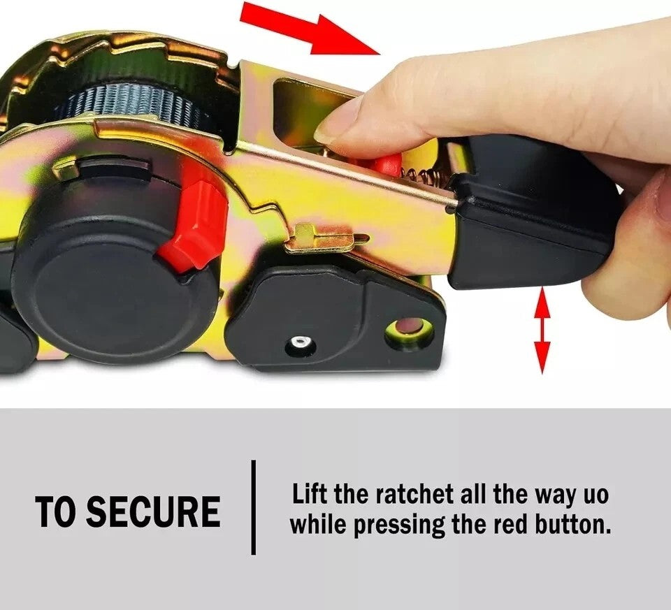 Automotive Repair & Speciality Tools: Quick Release Automatic Heavy Duty Retractable Ratchet Tie Down Strap black 25mm*3m