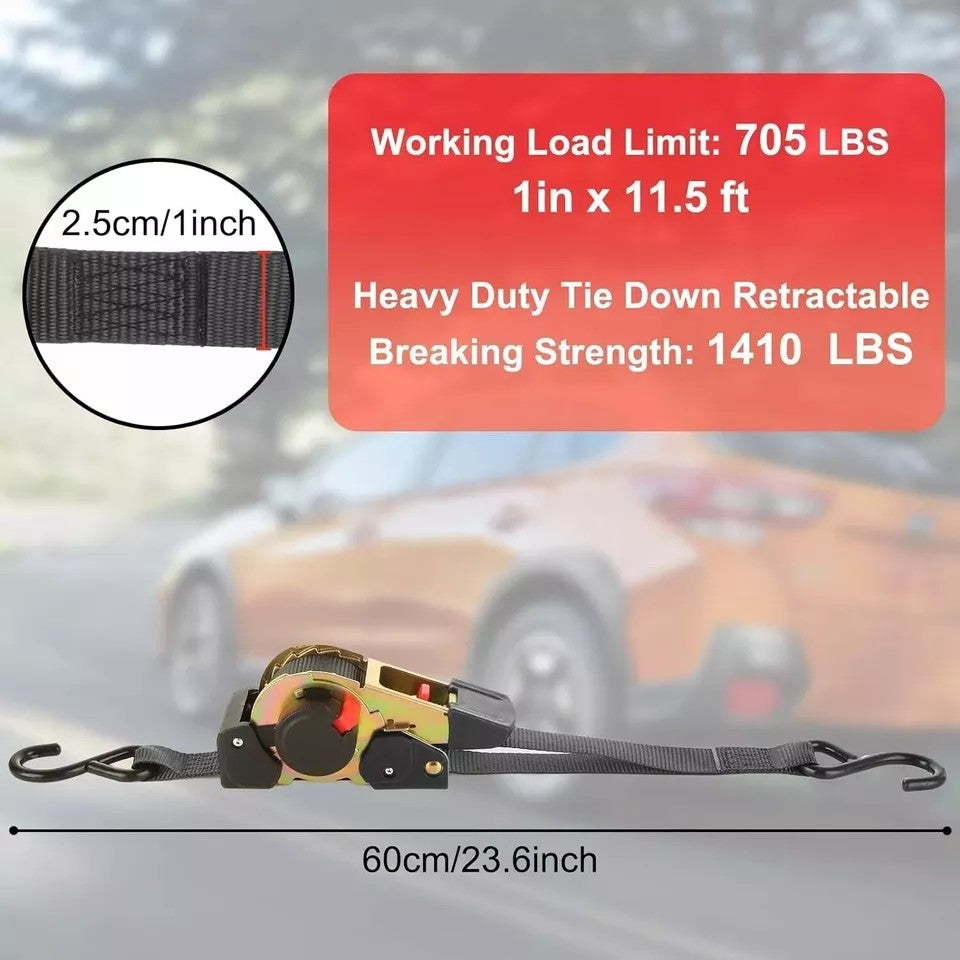 Automotive Repair & Speciality Tools: Quick Release Automatic Heavy Duty Retractable Ratchet Tie Down Strap green 25mm*3m