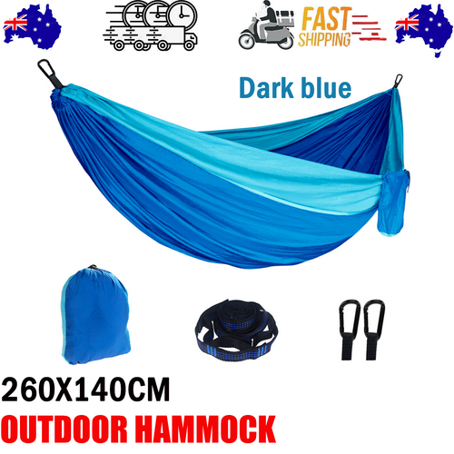 Hammocks & Accessories: Outdoor Camping Hammock  Lightweight 260x140cm Portable Travel Darkblue