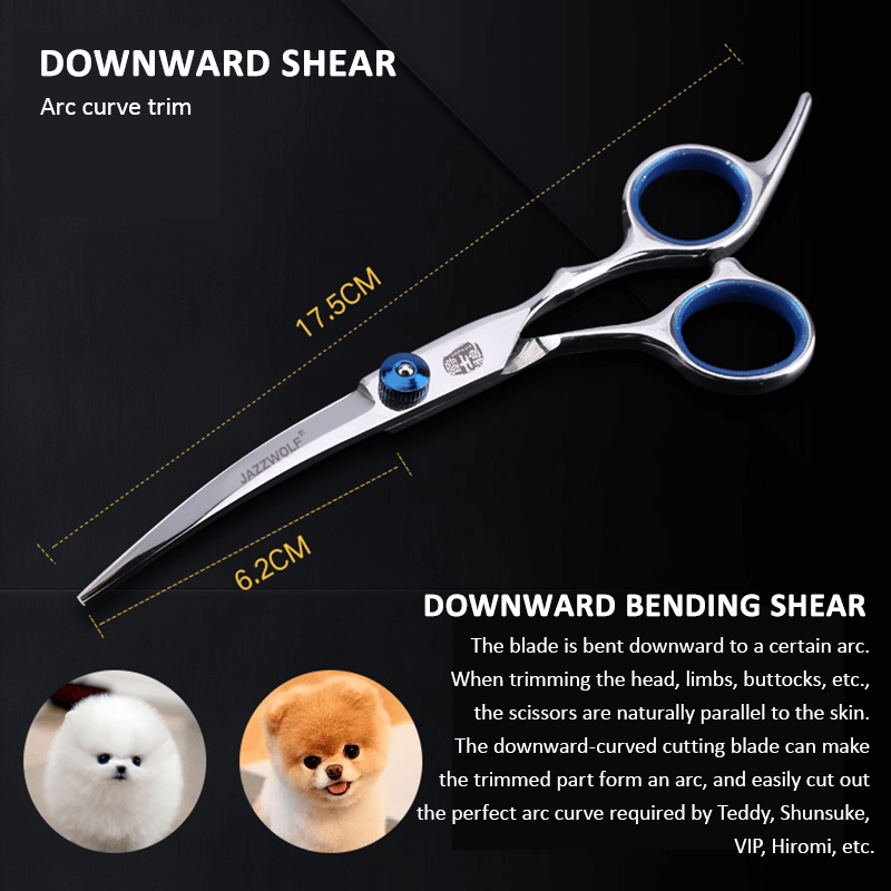 Pet Cleaning Supplies: Professional Pet Grooming Scissors Set Dog Shear Hair Cutting Curved Tool Kit