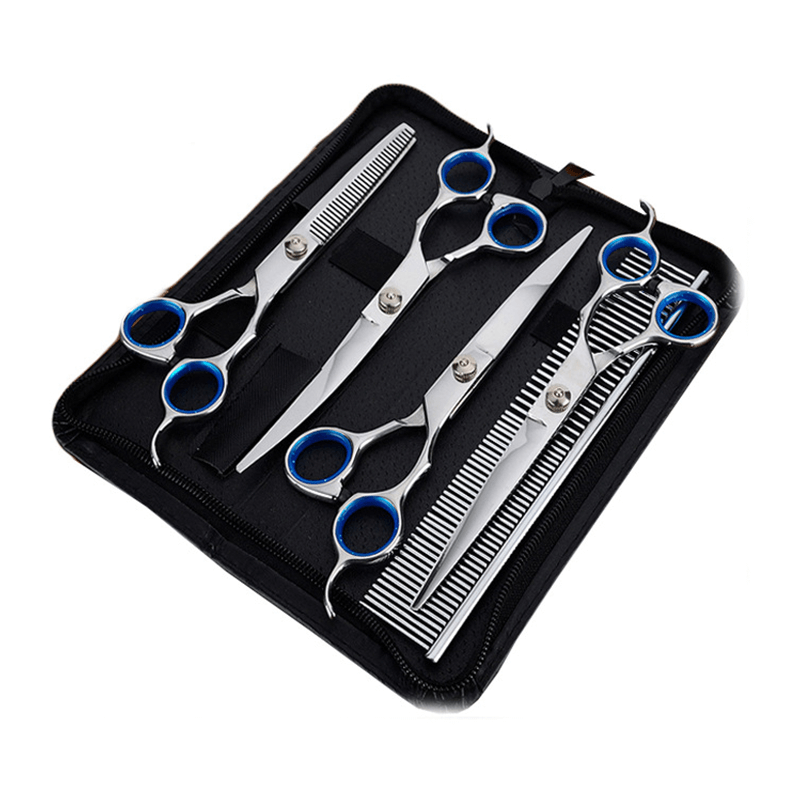 Pet Cleaning Supplies: Professional Pet Grooming Scissors Set Dog Shear Hair Cutting Curved Tool Kit