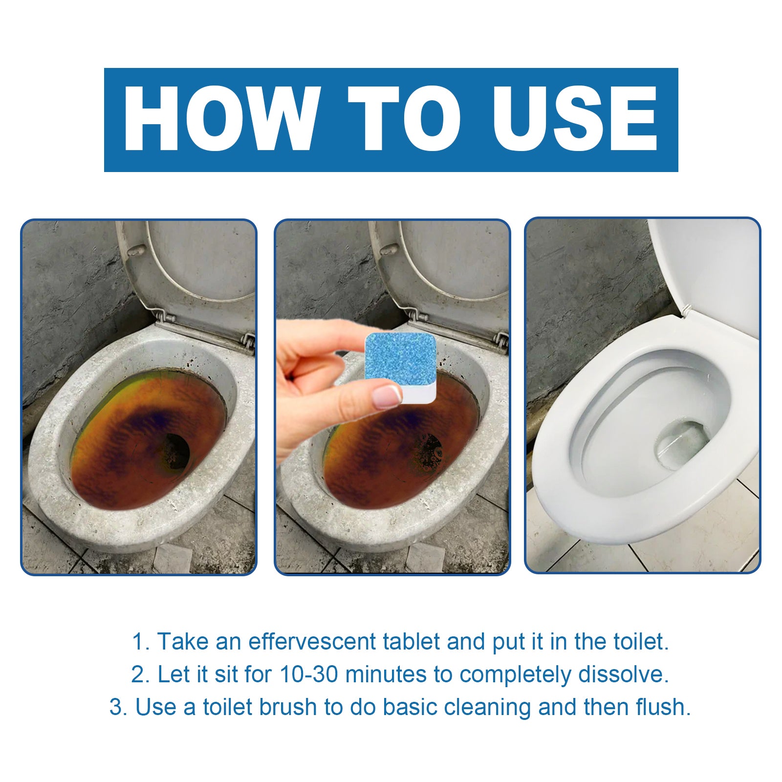 Toilet Brushes & Holders: Toilet Bowl Cleaning Tablets Multi-Effect Decontamination, Descaling, Urine Stains, Toilet Cleaner, Deodorizing, Odorless, And Fragrant