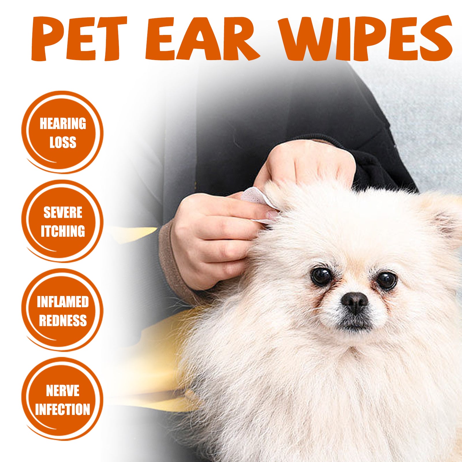 Pet Cleaning Supplies: Yegbong Pet Ear Wipes, Pet Ear Cleaning Deodorizing Removing Mite And Earwax Cleaning Wipes