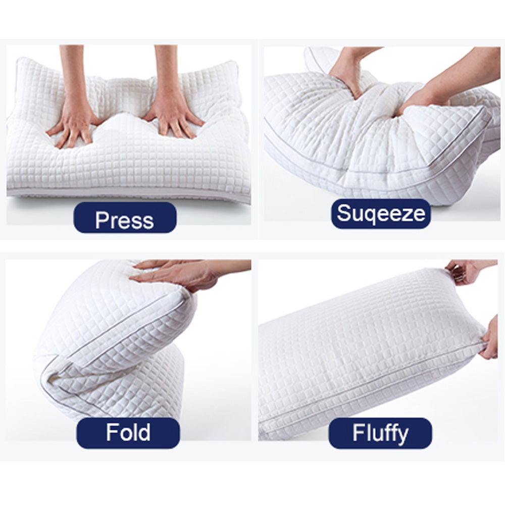Pillows: 2xQueen Quality Pillows Cotton Hotel Adjustable Home Pillows Down Alternative Pillows