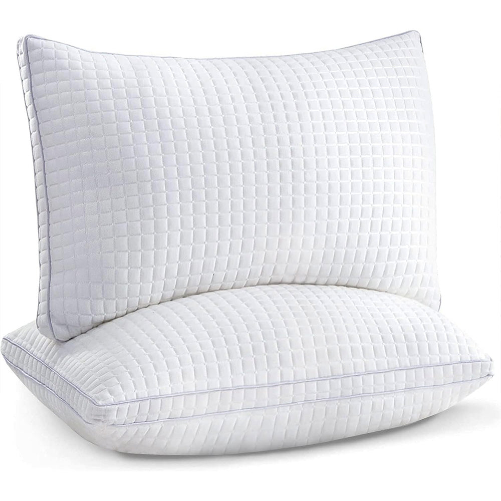 Pillows: 2xStandard Quality Pillows Cotton Hotel Adjustable Home Pillows Down Alternative Pillows