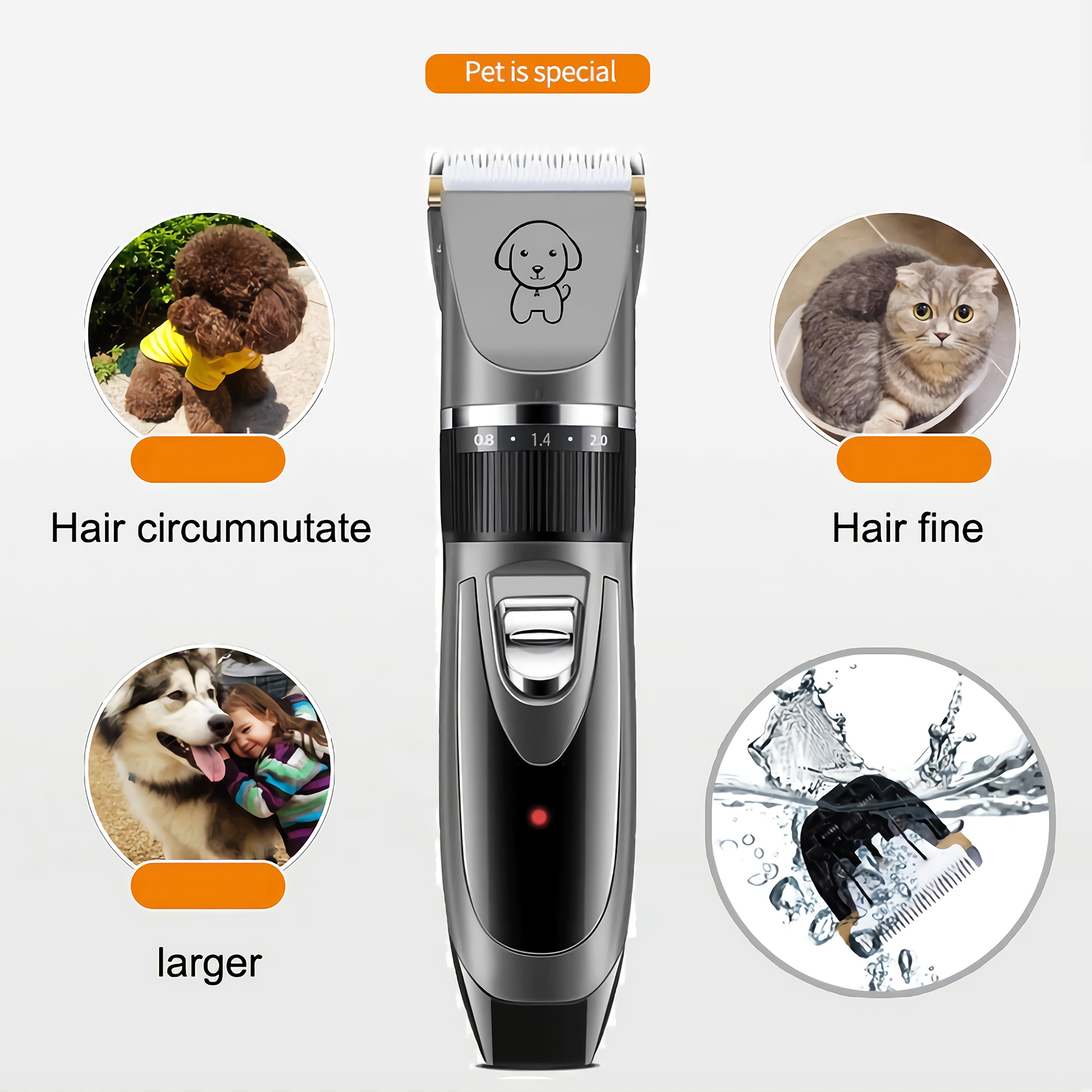 Pet Cleaning Supplies: Electric Dog Cat Grooming Kit Pet Hair Shaver Trimmer Cordless Scissors Clipper Spare Head
