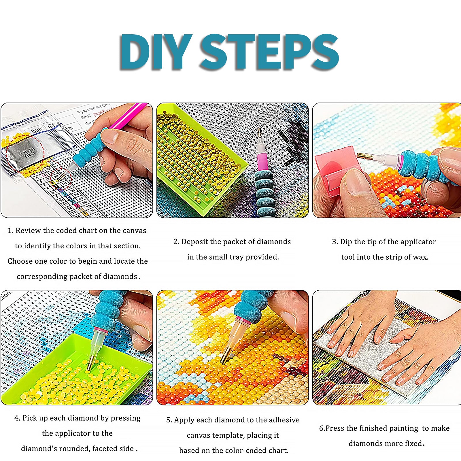 Candles & Diffusers: 3PCS 5D Diamond Painting Kits Diamond Glue Art Kit Paint for Adults Kids DIY Gift 40x30cm