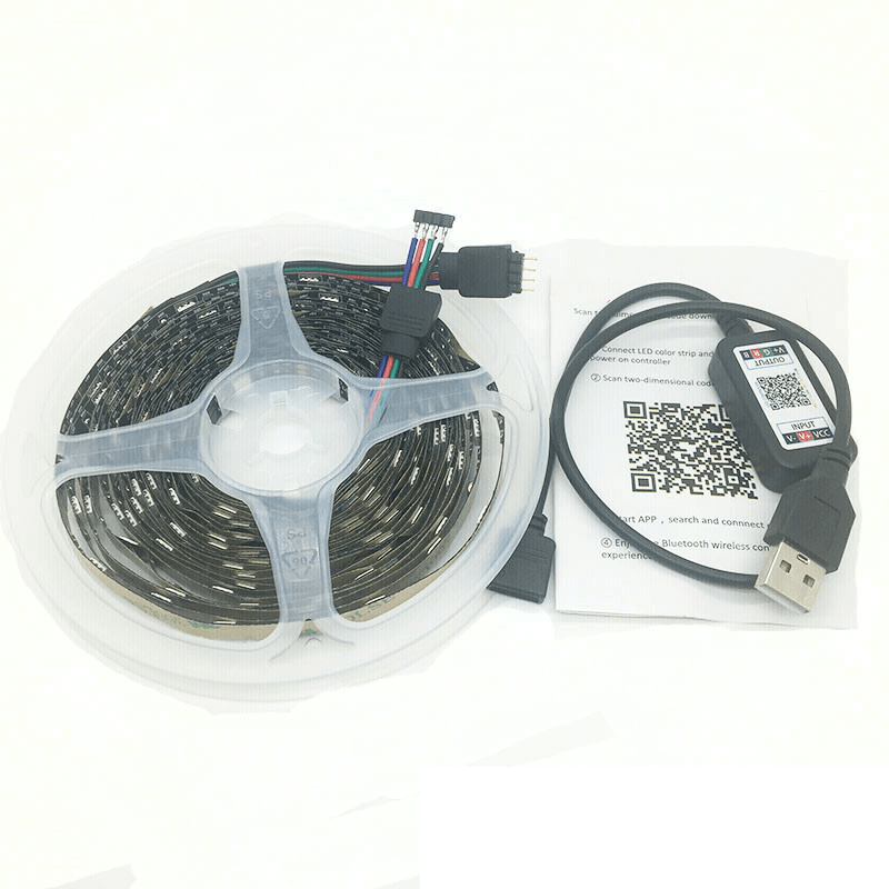 Coloured Lights: 4M RGB LED Strip Lights IP65 Waterproof 5050 300LEDs 12V USB Bluetooth Gift
