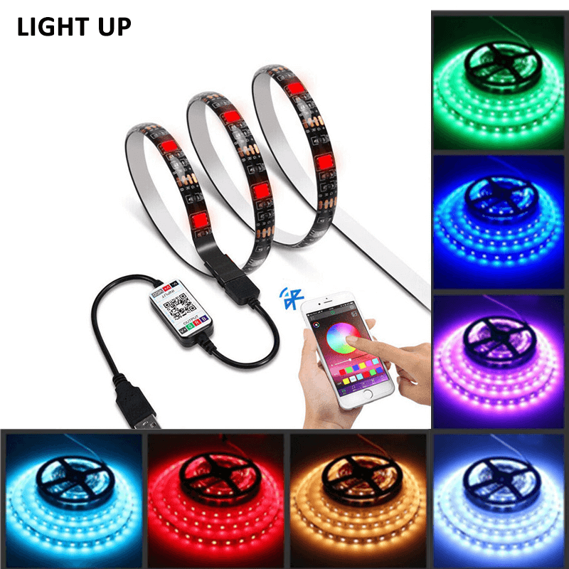 Coloured Lights: 4M RGB LED Strip Lights IP65 Waterproof 5050 300LEDs 12V USB Bluetooth Gift