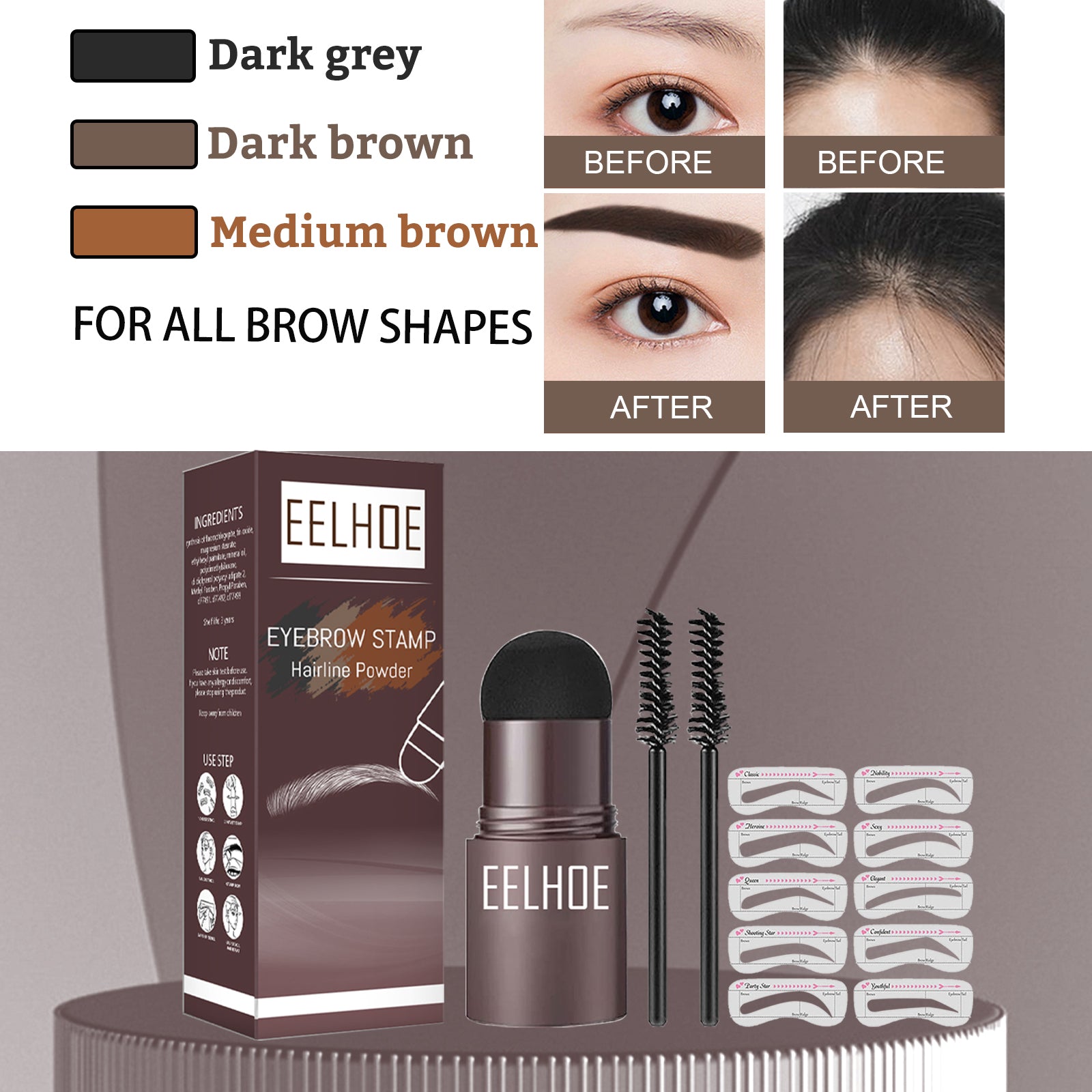 Cosmetics: Eyebrow Print Mold Thrush, Lazy Eyebrows Fill Makeup Eyebrow Cake Waterproof Hairline Powder