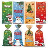 50 PCS Christmas Gift Bags with Assorted Christmas Prints for Xmas Gift Bags