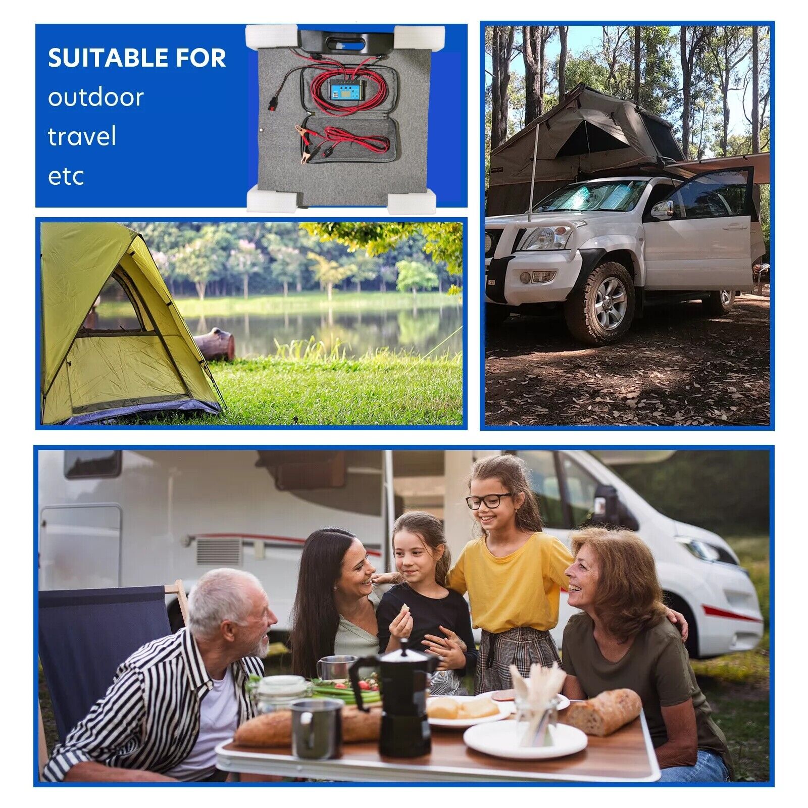Outdoor Power Equipment: 160W 160Watt Folding Solar Panel Blanket Mat Flexible Mono Power Camping RV USB 12V