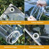 Canopies & Gazebos: 420GSM Heavy Duty Clear PVC Tarpaulin Cloth Transparent Tarps Grommets 3X4M