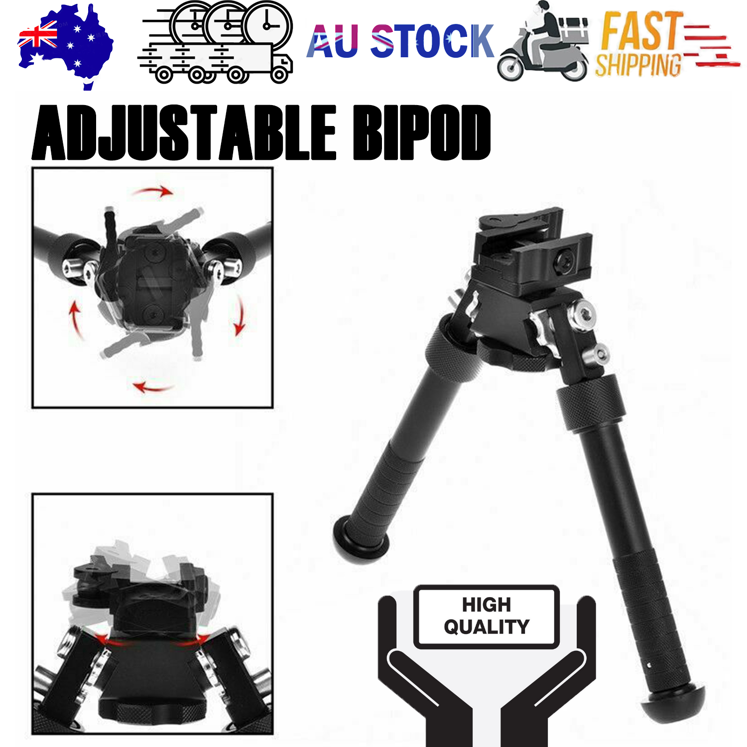 Camera Accessories: 6.5- 9" Foldable QD Picatinny Rail Mount V8 Adjustable Bipod