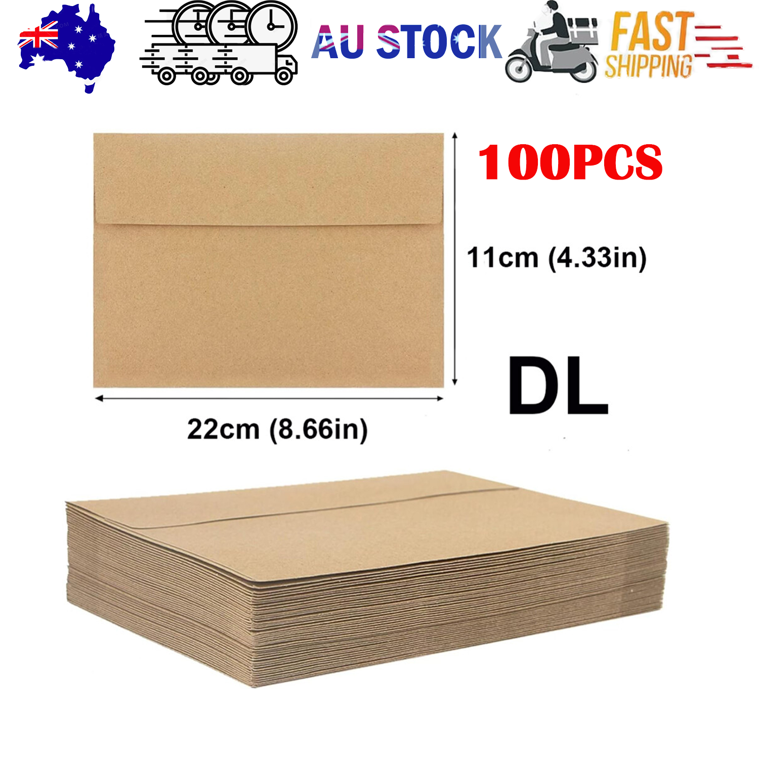 Postage Satchels & Boxes: 100x Kraft Envelopes Brown DL Mailer for Standard Business Wedding Party 120GSM