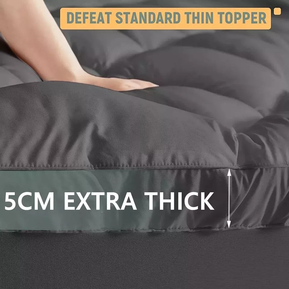 Mattress Toppers: 5CM Bedding Luxury Pillowtop Mattress Topper Mat Pad Antibacterial and dust mite-resistant Double:138*188cm
