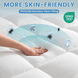 1500GSM Bamboo Mattress Topper Extra Thick 10CM Bed Topper Queen: 152 x 203 + 40 cm