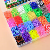 Novelty Gifts: 40Grids Rainbow Loom Bands Rubber Bracelet Making Kit S Clips Beads DIY Toys