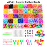 Novelty Gifts: 40Grids Rainbow Loom Bands Rubber Bracelet Making Kit S Clips Beads DIY Toys