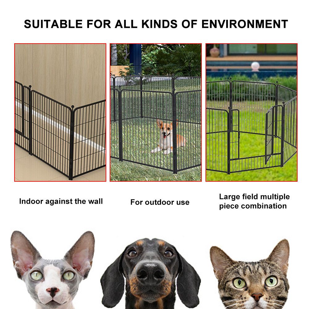 32"8 Panel Pet Dog Playpen Cage Enclosure Exercise Cat Puppy Metal Fence AU