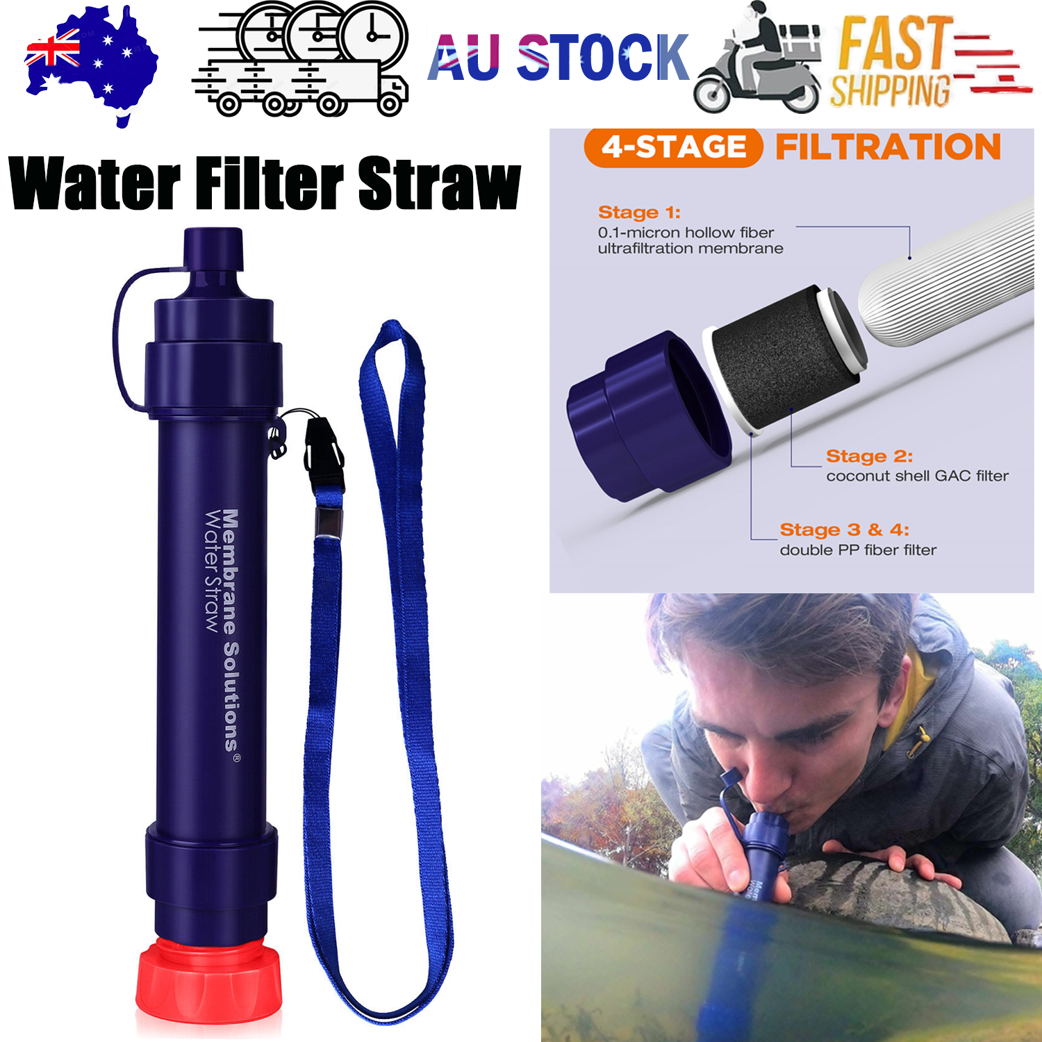 Camp Safety Equipment: Personal Water Filter Straw 5000L Outdoor Survival Water Purification Straw0.1Î¼m