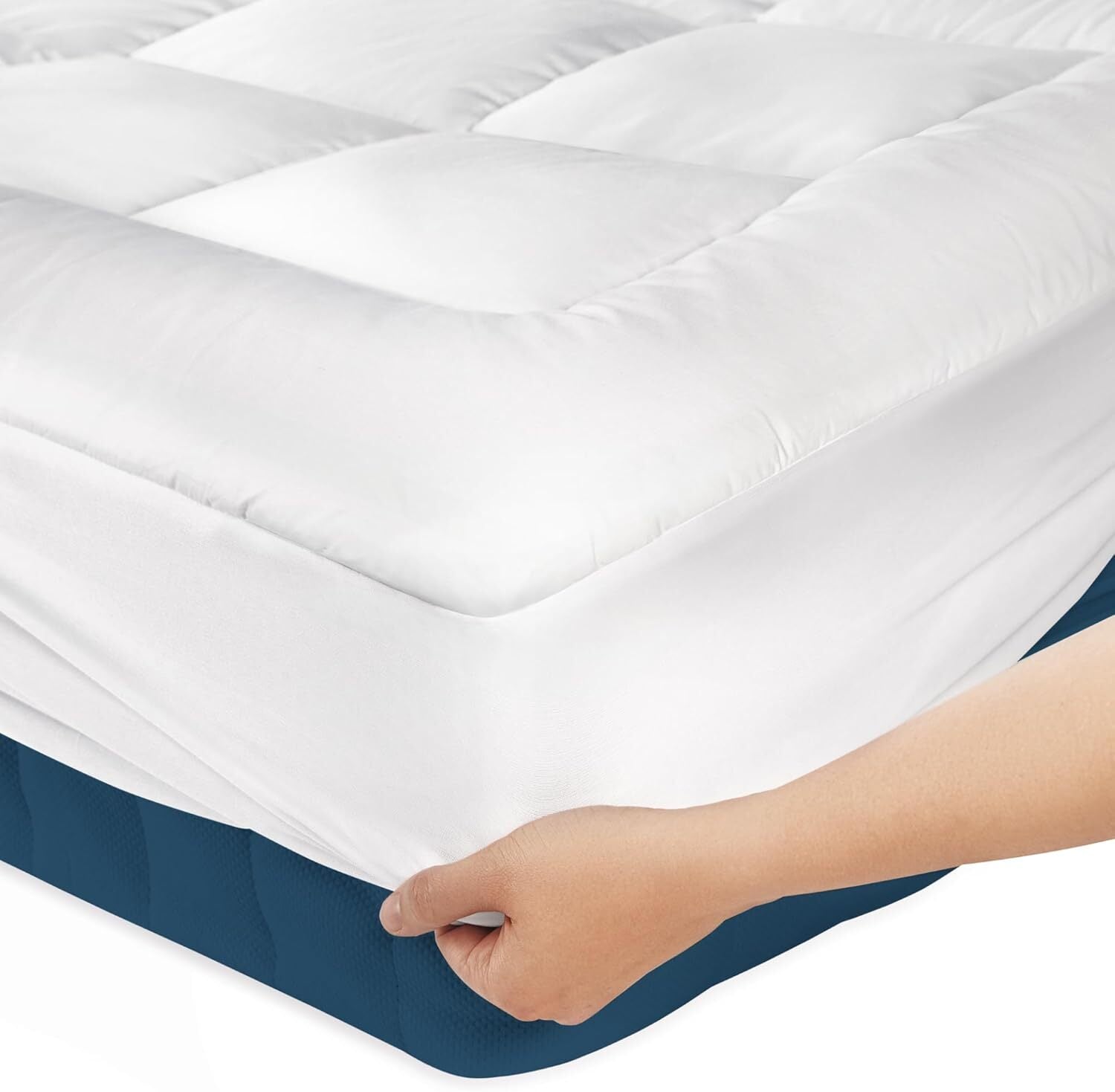 Mattress Toppers: Luxury Mattress Topper Pillowtop Bedding Mat Pad Fitted Cover Underlay QUEEN