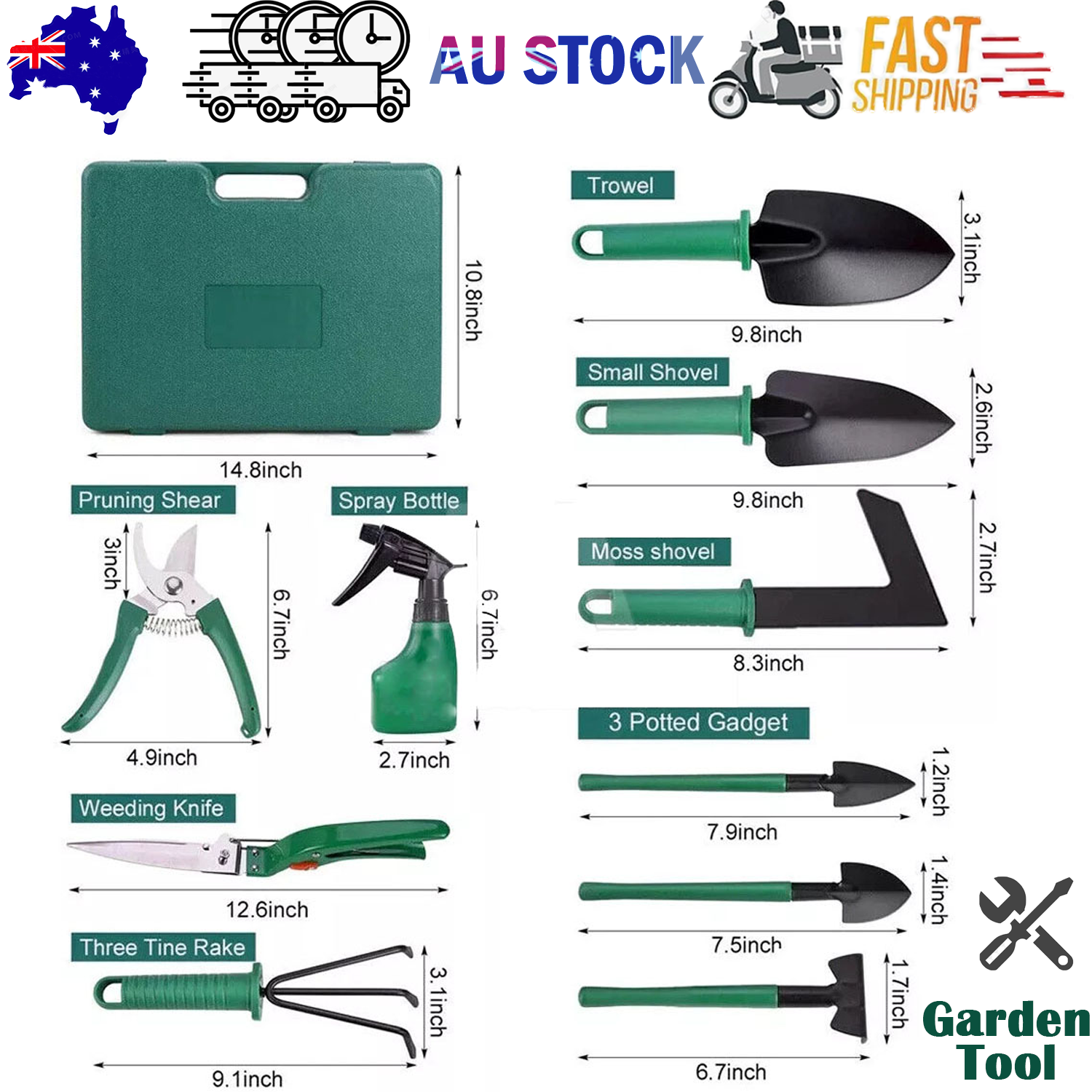Gardening Accessories: Shovel Harrow Potted Flower Gardening Tools Gift Kit Glove Garden Tool 10Pcs/Set