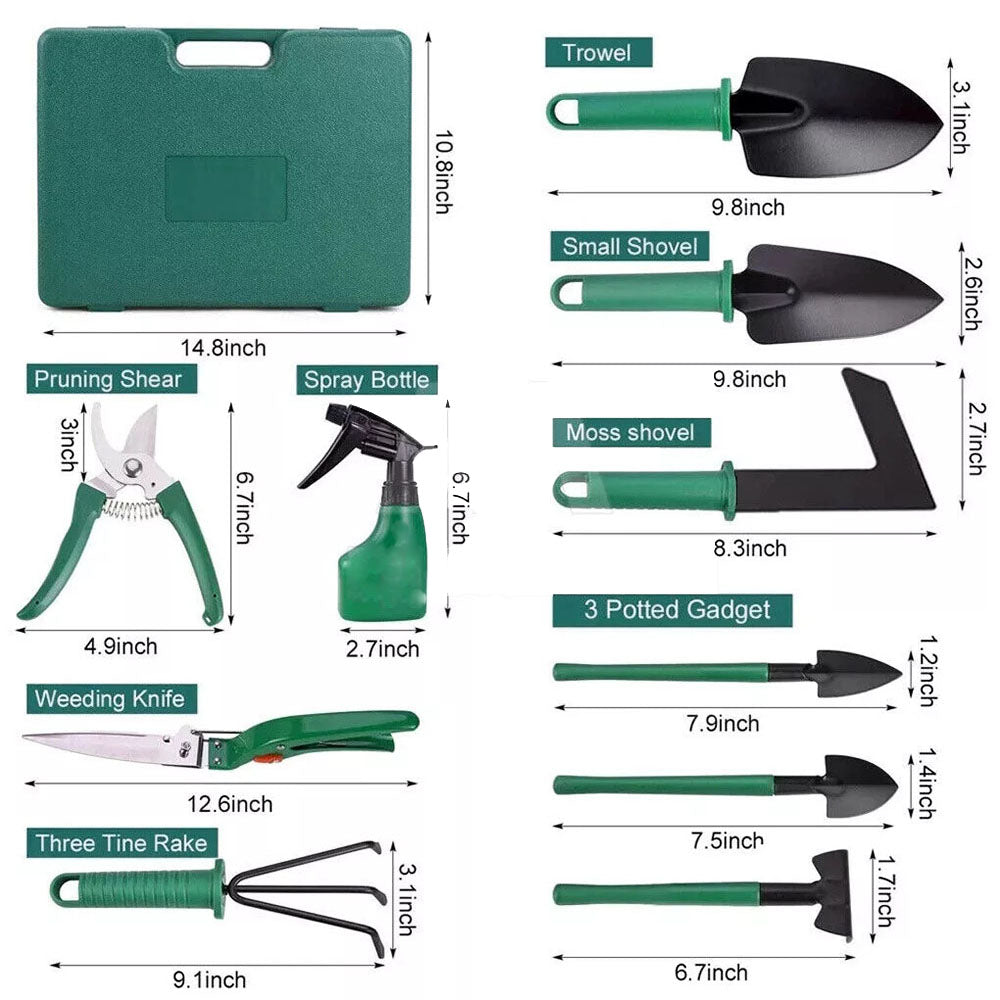 Gardening Accessories: Shovel Harrow Potted Flower Gardening Tools Gift Kit Glove Garden Tool 10Pcs/Set