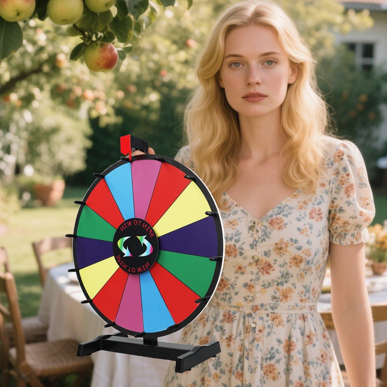 Party Supplies: 24" Prize Wheel 14 Slots Spinning with Stand Dry Erase Fortune Game Carnival