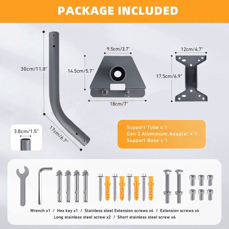 Starlink Gen3 Roof Wall Pole Mounting Kit Compatible withSatellite Standard Dish