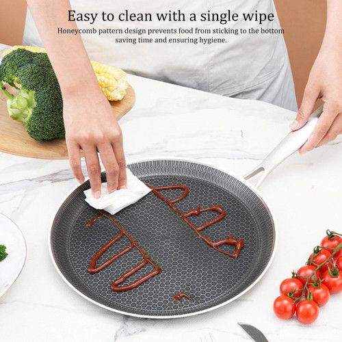 28cm Stainless Steel Crepe Pan Non-Stick Pan Honeycomb Coating Frying Pan Pizza6299