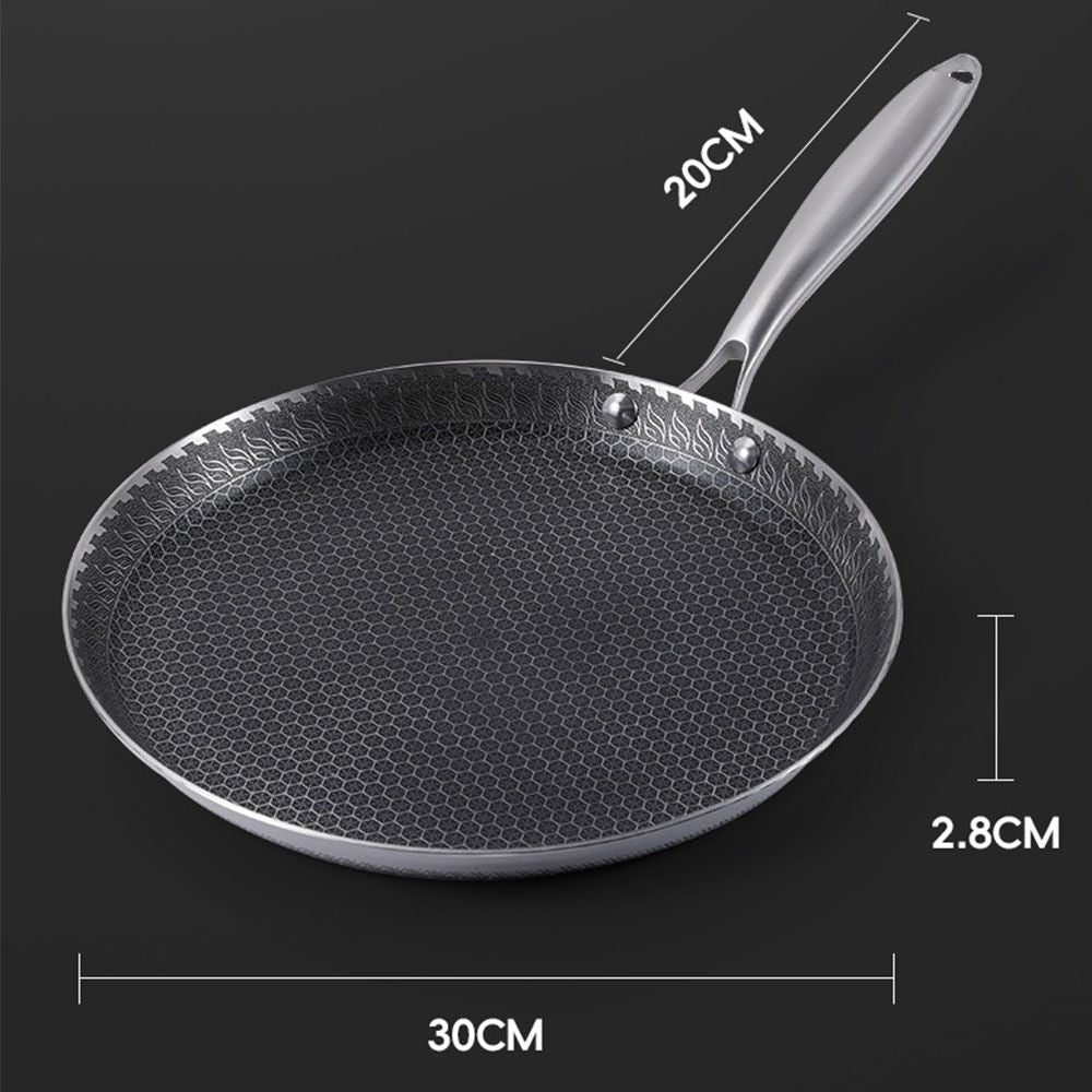 30cm Stainless Steel Crepe Pan Non-Stick Pan Honeycomb Coating Frying Pan Pizza6299