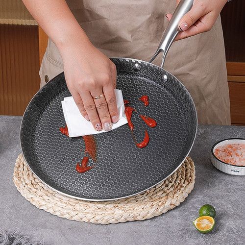 30cm Stainless Steel Crepe Pan Non-Stick Pan Honeycomb Coating Frying Pan Pizza6299