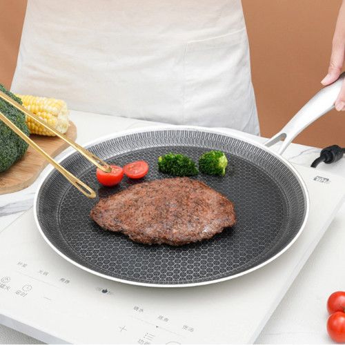 30cm Stainless Steel Crepe Pan Non-Stick Pan Honeycomb Coating Frying Pan Pizza6299