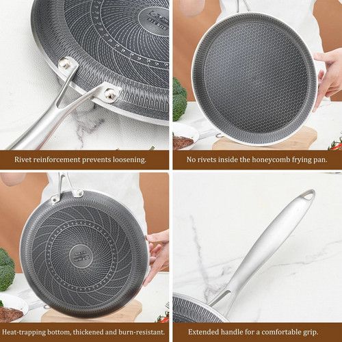 30cm Stainless Steel Crepe Pan Non-Stick Pan Honeycomb Coating Frying Pan Pizza6299