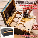 Vases & Table Decor: Wooden Storage Chest With Movable Tray Wood Lockable Stash Box Rolling Tray Gift