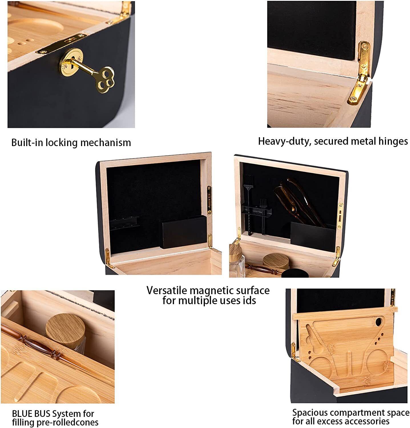 Vases & Table Decor: Wooden Storage Chest With Movable Tray Wood Lockable Stash Box Rolling Tray Gift