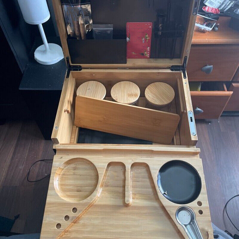 Vases & Table Decor: Wooden Storage Chest With Movable Tray Wood Lockable Stash Box Rolling Tray Gift