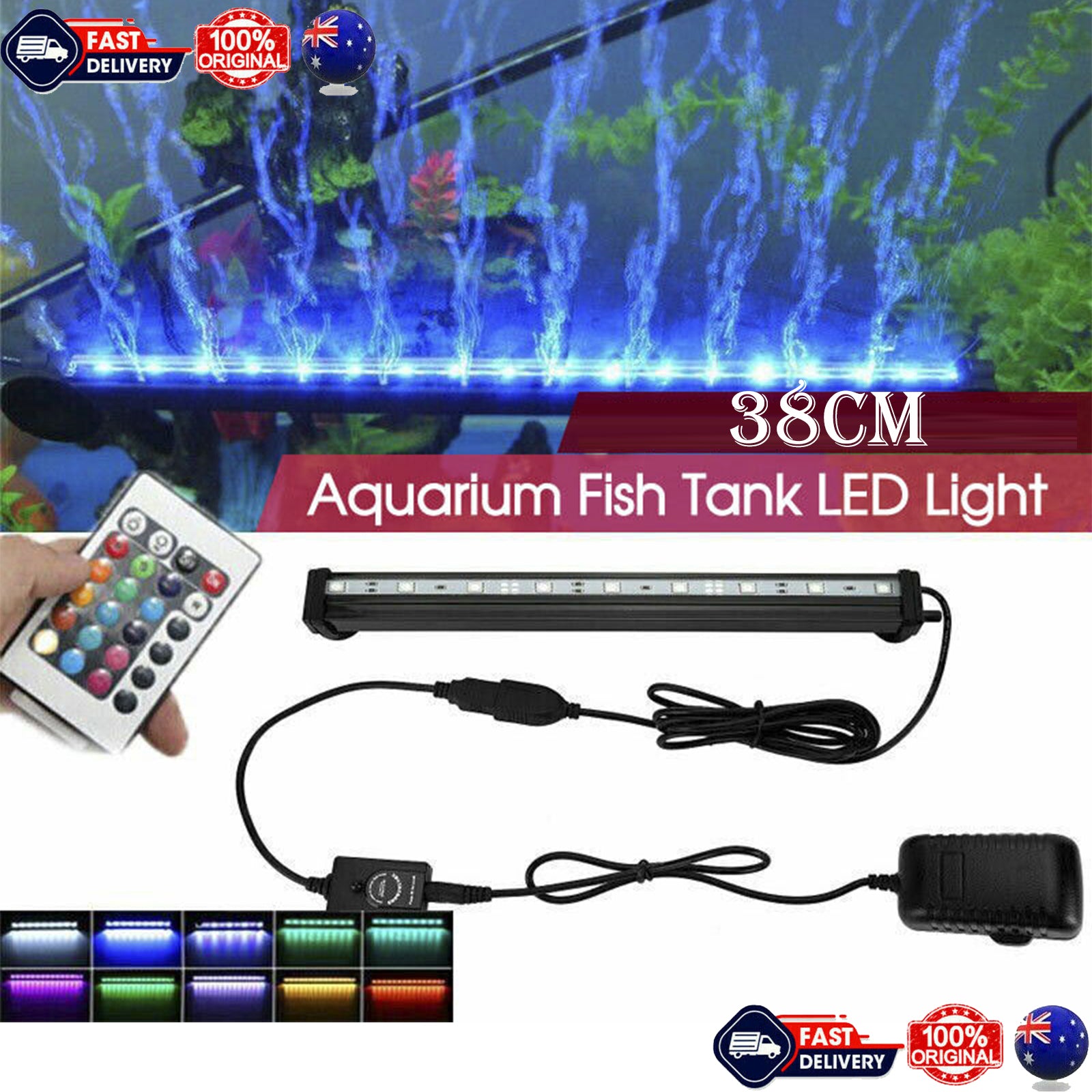 Garden Wall Lights: 38cm LED Aquarium Lights Submersible Air Bubble RGB Light for Fish Tank Underwater