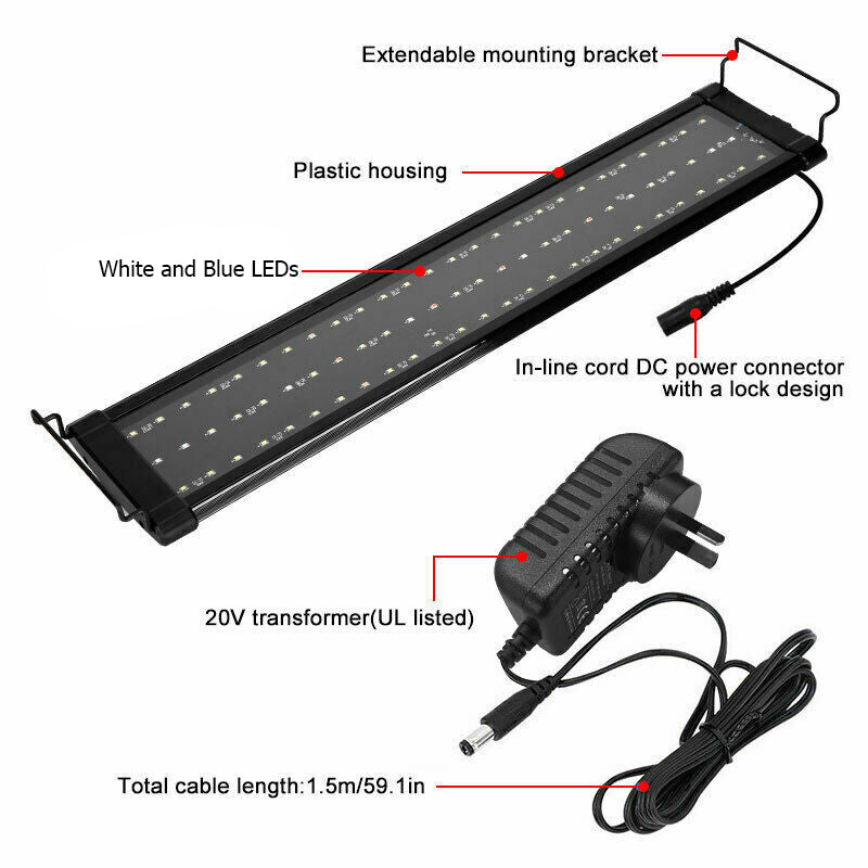 Outdoor Furniture Accessories: 90cm Aquarium Light Lighting Full Spectrum Aqua Plant Fish Tank Bar LED Lamp
