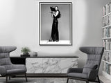 Wall Art 80cmx120cm Cher Music Black and White, Black Frame Canvas